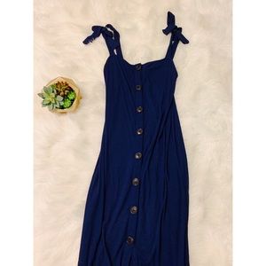 NWOT Long blue dress with buttons